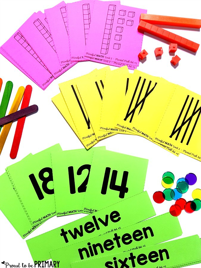 mental math flash cards for building number sense to 20