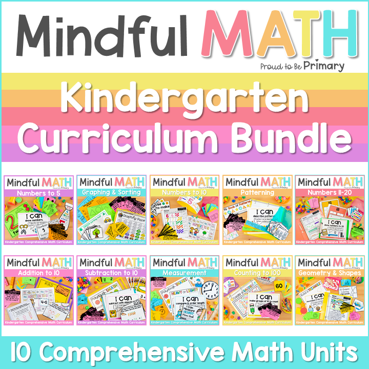 kindergarten math curriculum by proud to be primary