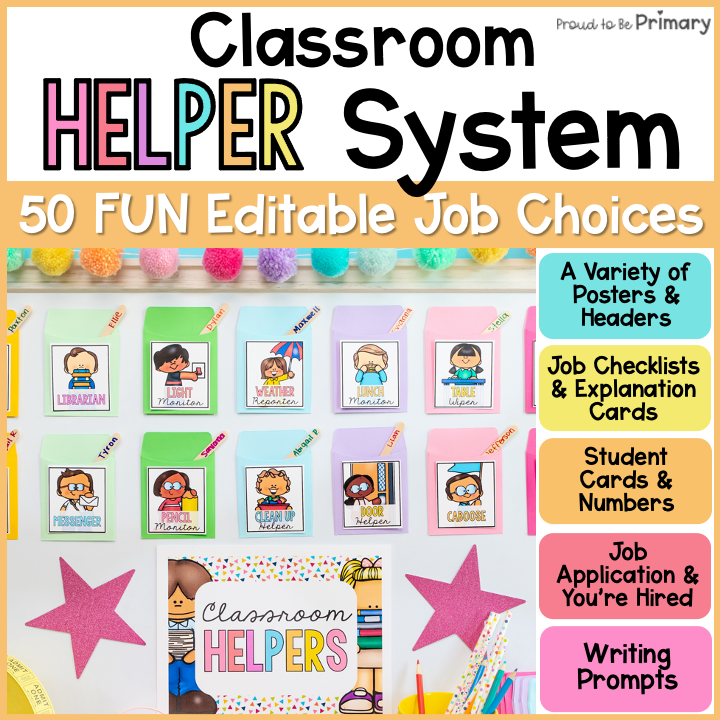 classroom job system by proud to be primary