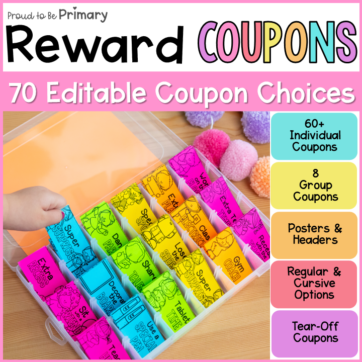 classroom reward coupons by proud to be primary