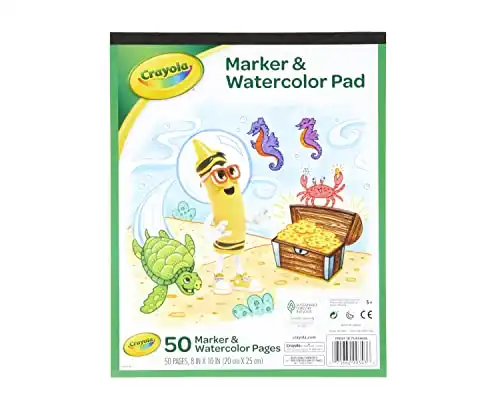Crayola Marker & Watercolor Pad, 50 Blank Coloring Pages, Painting Paper, Art Supplies for Kids, Gifts