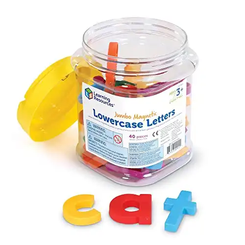 Learning Resources Jumbo Magnetic Lowercase Letters, Develops Letter and Color Recognition Skills, ABC for Kids, Alphabet, Educational Toys for Toddlers, Set of 40 Pieces, Ages 3+