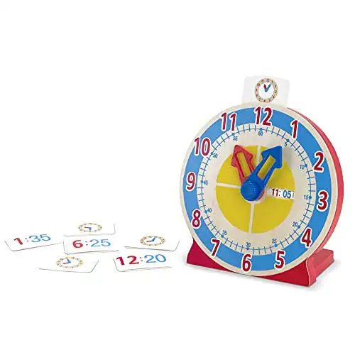 Melissa & Doug Turn & Tell Wooden Clock - Educational Toy With 12+ Reversible Time Cards
