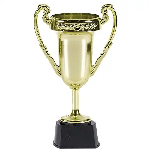 Gold-Plated Jumbo Trophy "Cup" Favors - 5" x 9" (1 Count) - Stunning Plastic Awards - Perfect for Celebrating Victories, Competitions, and Events