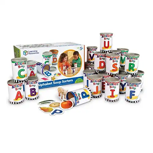 Learning Resources Alphabet Soup Sorters - 208 Pieces, Ages 3+, Early Phonics Manipulatives, ABCs, Alphabet Awareness & Recognition, Alphabet Soup Games