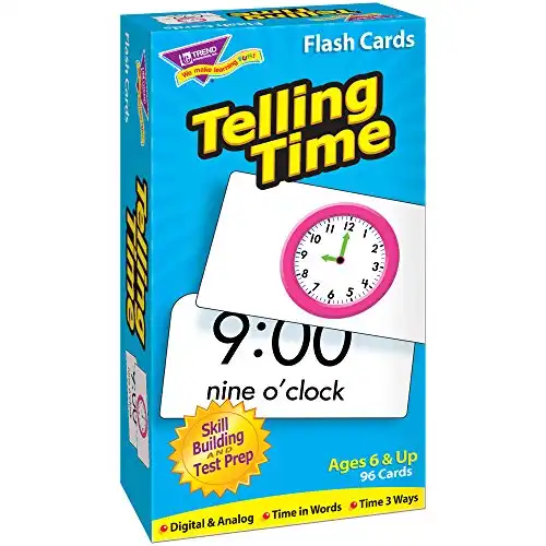 Trend Enterprises: Telling Time Skill Drill Flash Cards, Exciting Way for Everyone to Learn, Time in Words, Numerals & Analog, Great for Skill Building and Test Prep, 96 Cards Included, Ages 6 and...