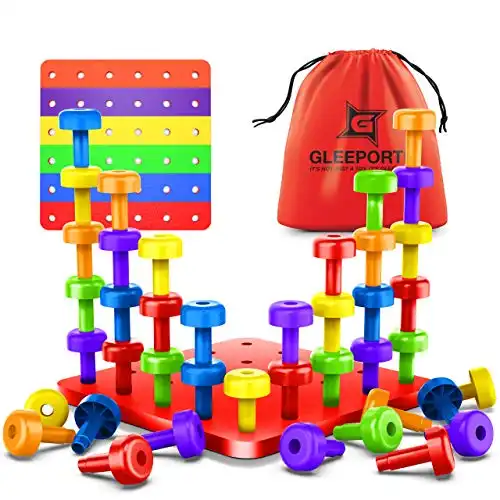 Gleeporte Stacking Peg Board Set Toy (Peg Stacking Set, Basic Pack)