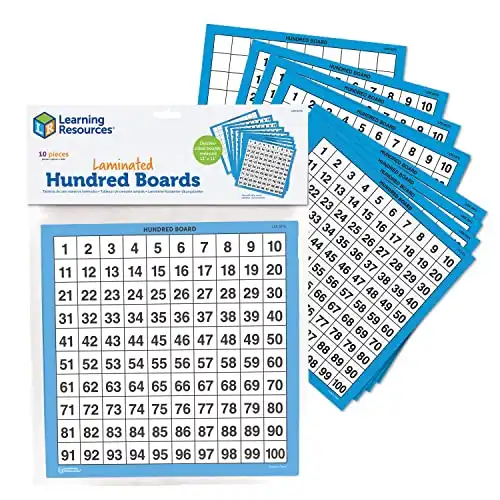 Learning Resources 0375 Laminated Hundreds Cards 10/Pk