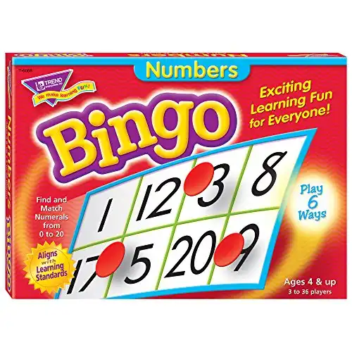 TREND ENTERPRISES: Numbers Bingo Game, Exciting Way for Everyone to Learn, Play 6 Different Ways, Perfect for Classrooms and At Home, 2 to 36 Players, For Ages 4 and Up