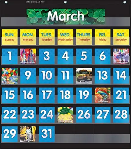 Scholastic Classroom Resources Pocket Chart Monthly Calendar, Black (SC583866) 0.16 H x 25.46 L x 9.96 W